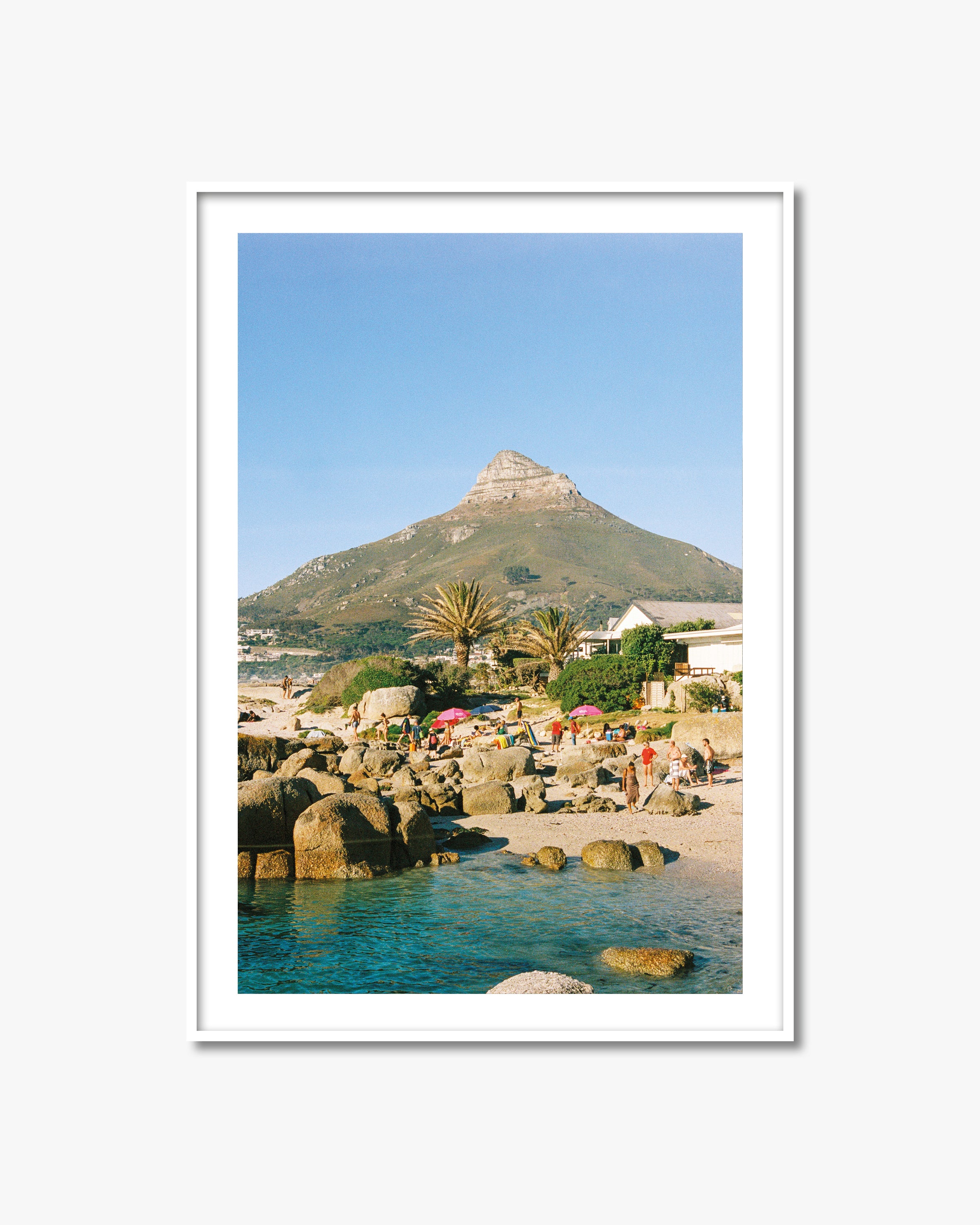 Bakoven Beach fine art photography print with white frame.
