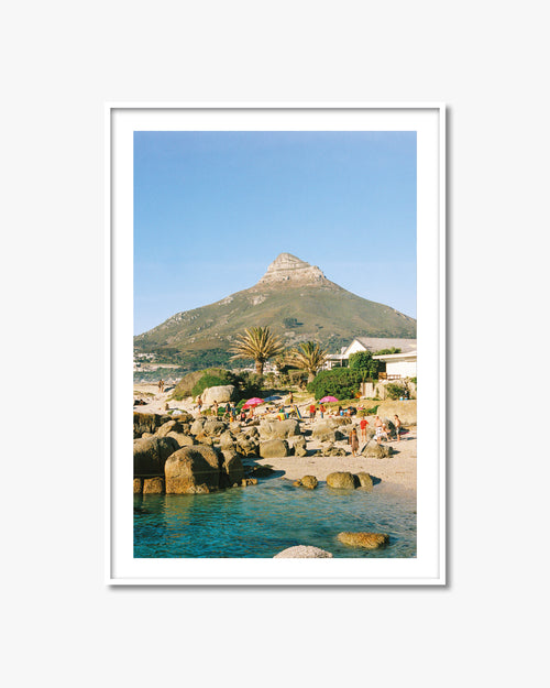 Bakoven Beach fine art photography print with white frame.