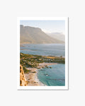 Golden Cape fine art photography print of Clifton Beaches and Table Mountain, Cape Town shot on 35mm film.