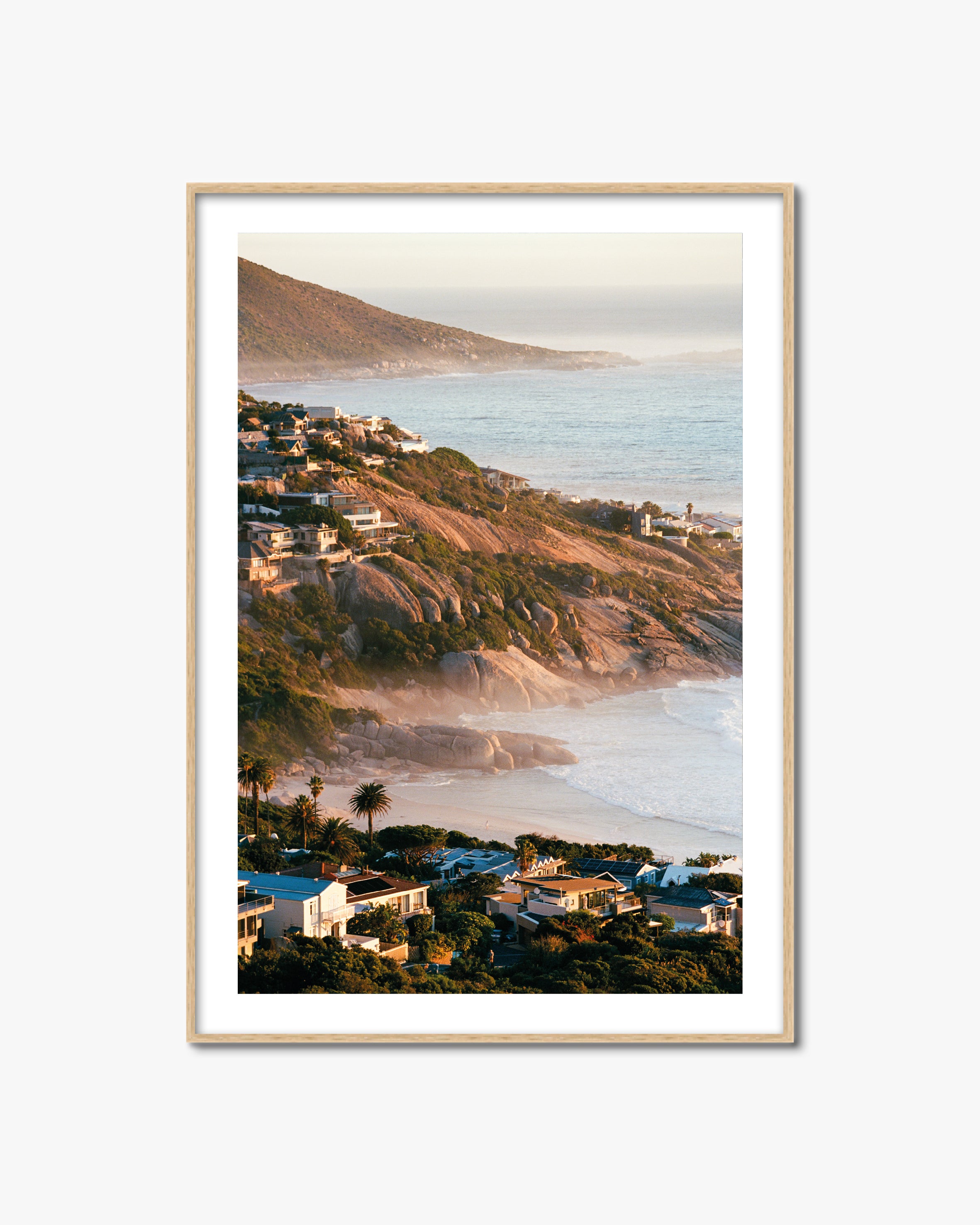 Hazy Sundown fine art photography print with oak frame.